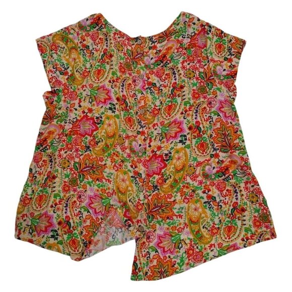 Cynthia Rowley Womens Floral Paisley Blouse 1X Button Back Lightweight Rayon Top - Picture 6 of 8